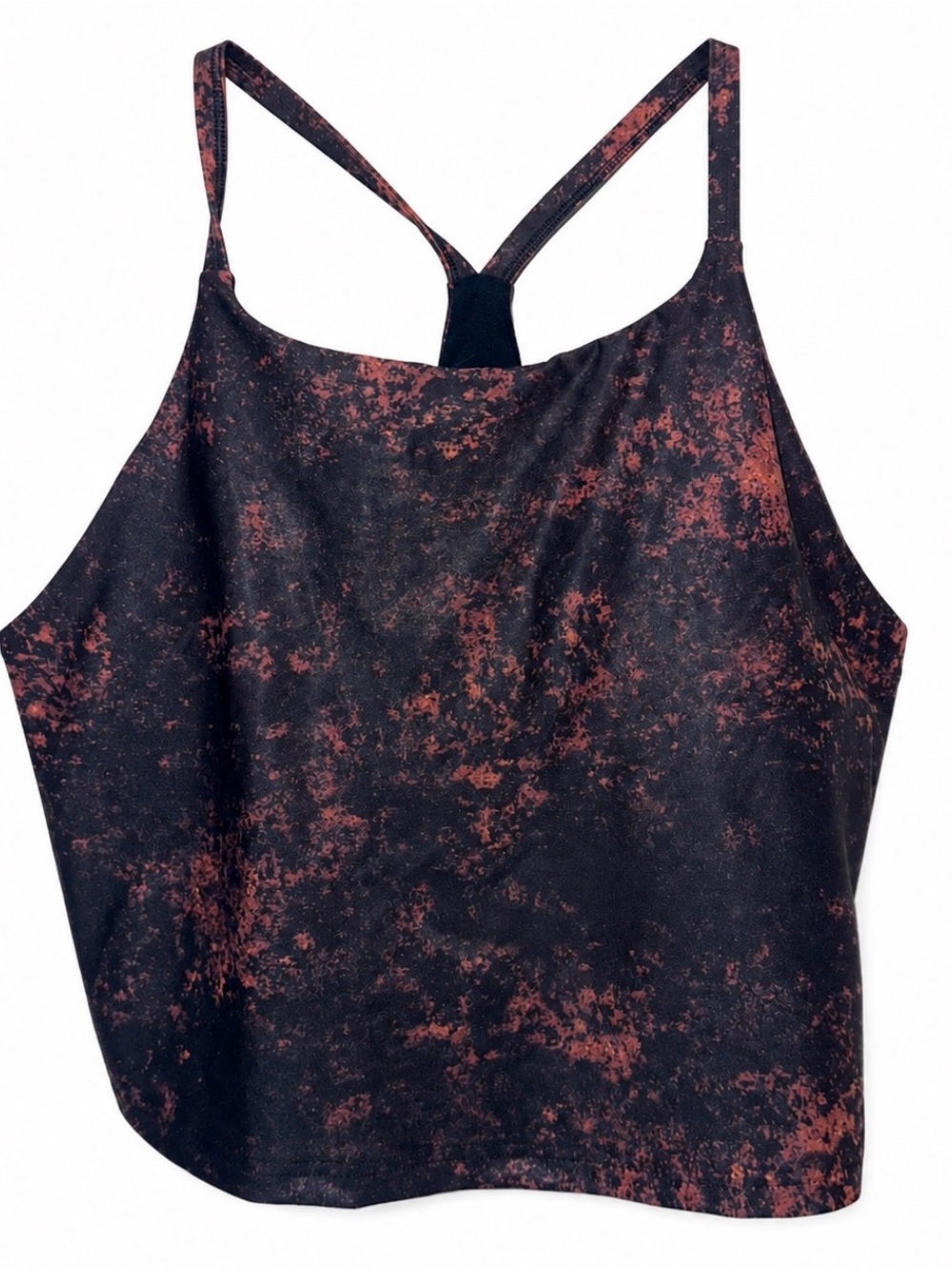 Women's Black & Rust Red Printed Sport bra with light support